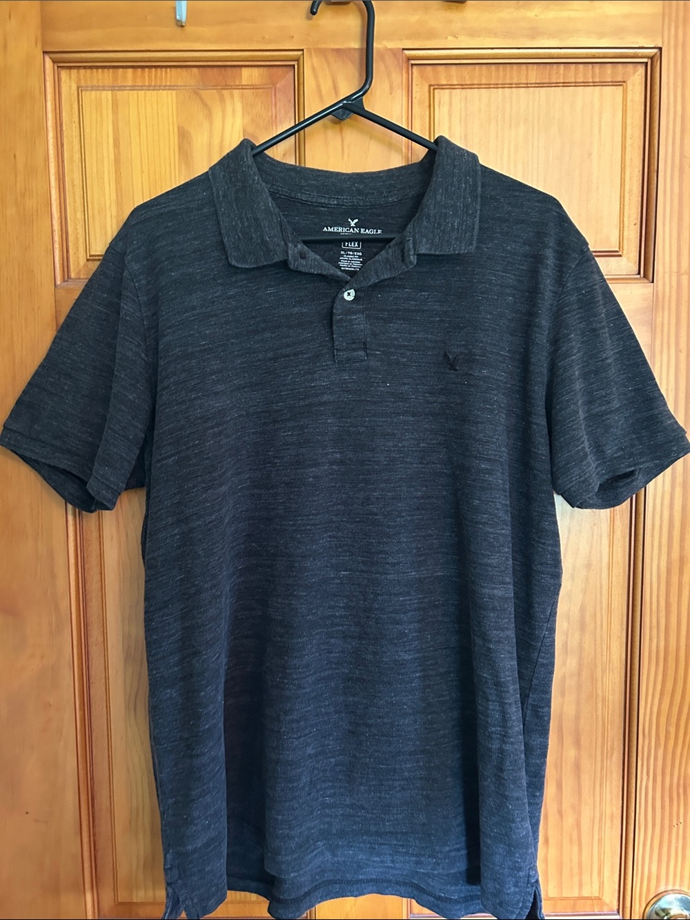 American Eagle Outfitters Men's Heathered Dark Gray Polo